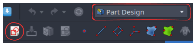 Toolbox in FreeCAD mit Workbench Auswahl